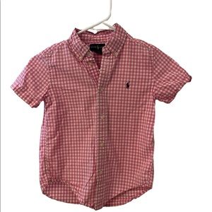 Ralph Lauren’s Boys Gingham Shirt Size 6, pink/white